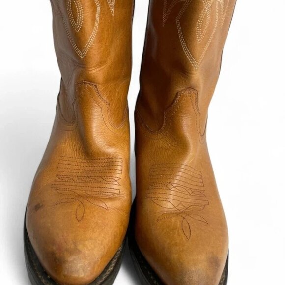 Durango Carmel Brown Leather Biker Western Cowboy Biker Boots Men's 9.5 D - Picture 3 of 14